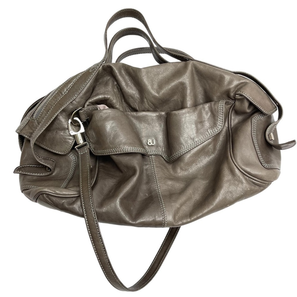 Mauve Au grey Leather purse Convertible Crossbody shoulder handbag